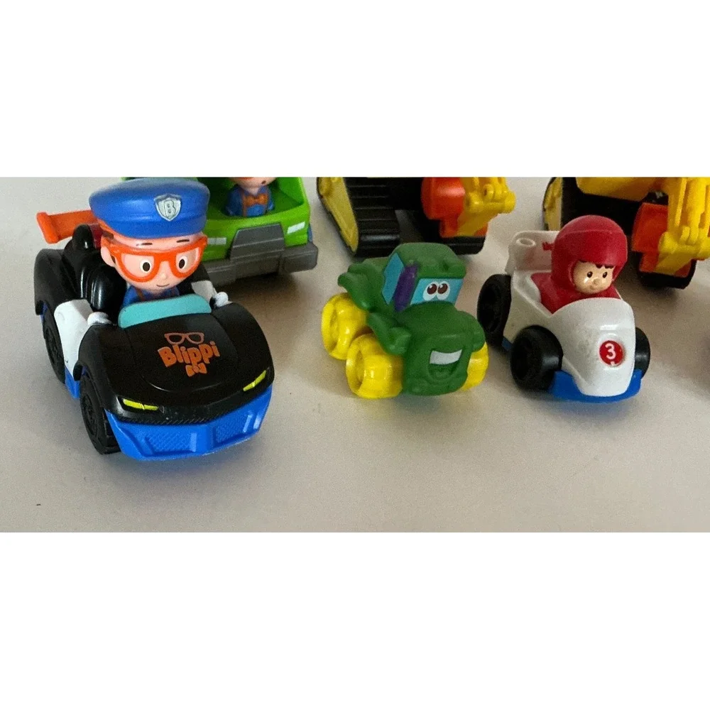 Blippi Toy Vehicle Lot Mini Cars Excavator Police Truck Plastic Toddler Toys